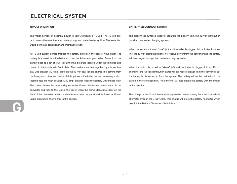 Electrical system | Airstream INTERNATIONAL CCD User Manual | Page 76 / 99