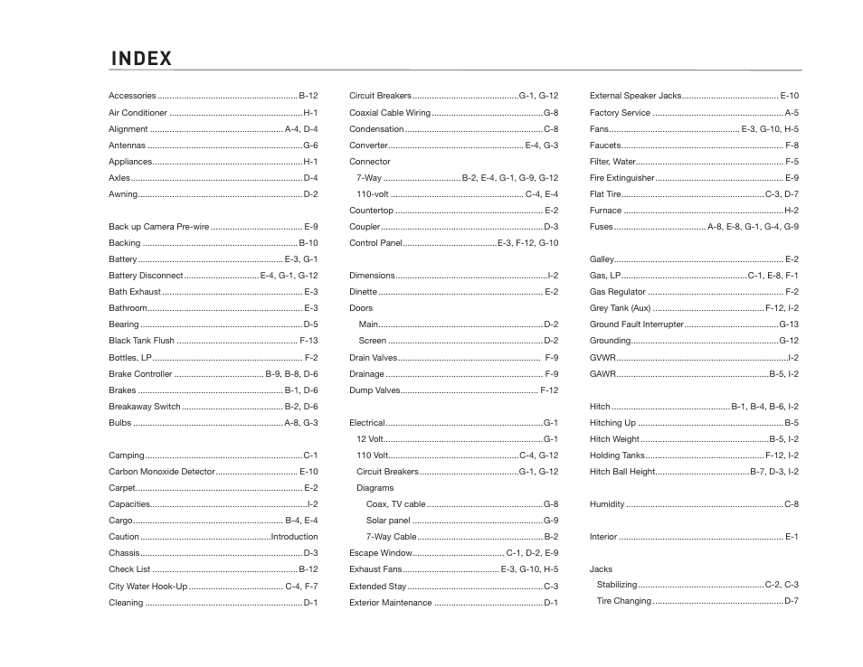Index | Airstream INTERNATIONAL CCD User Manual | Page 98 / 99