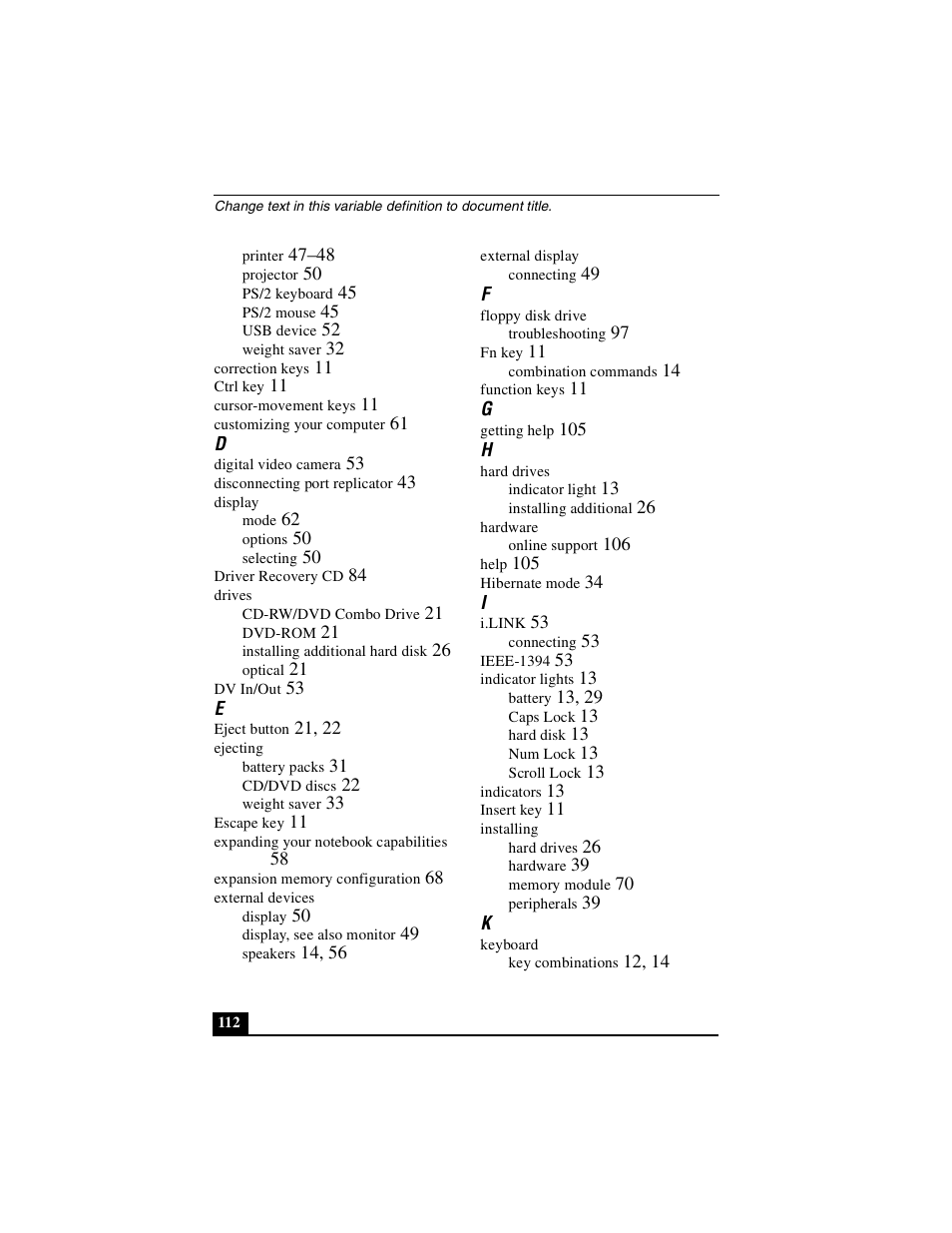 Sony PCG-FXA49 User Manual | Page 112 / 116