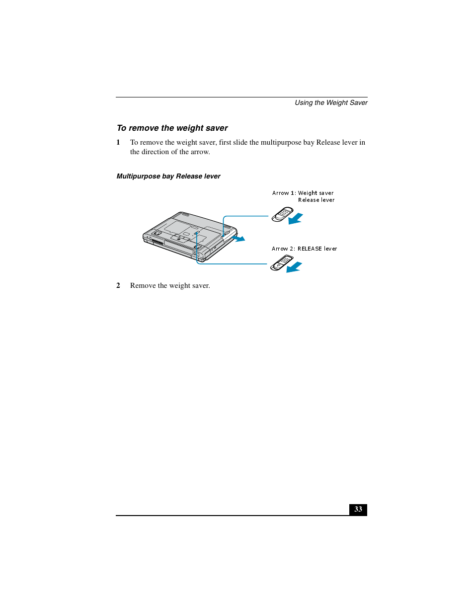 To remove the weight saver | Sony PCG-FXA49 User Manual | Page 33 / 116