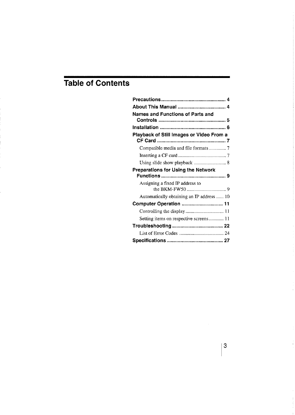 Sony BKM-FW50 User Manual | Page 3 / 28