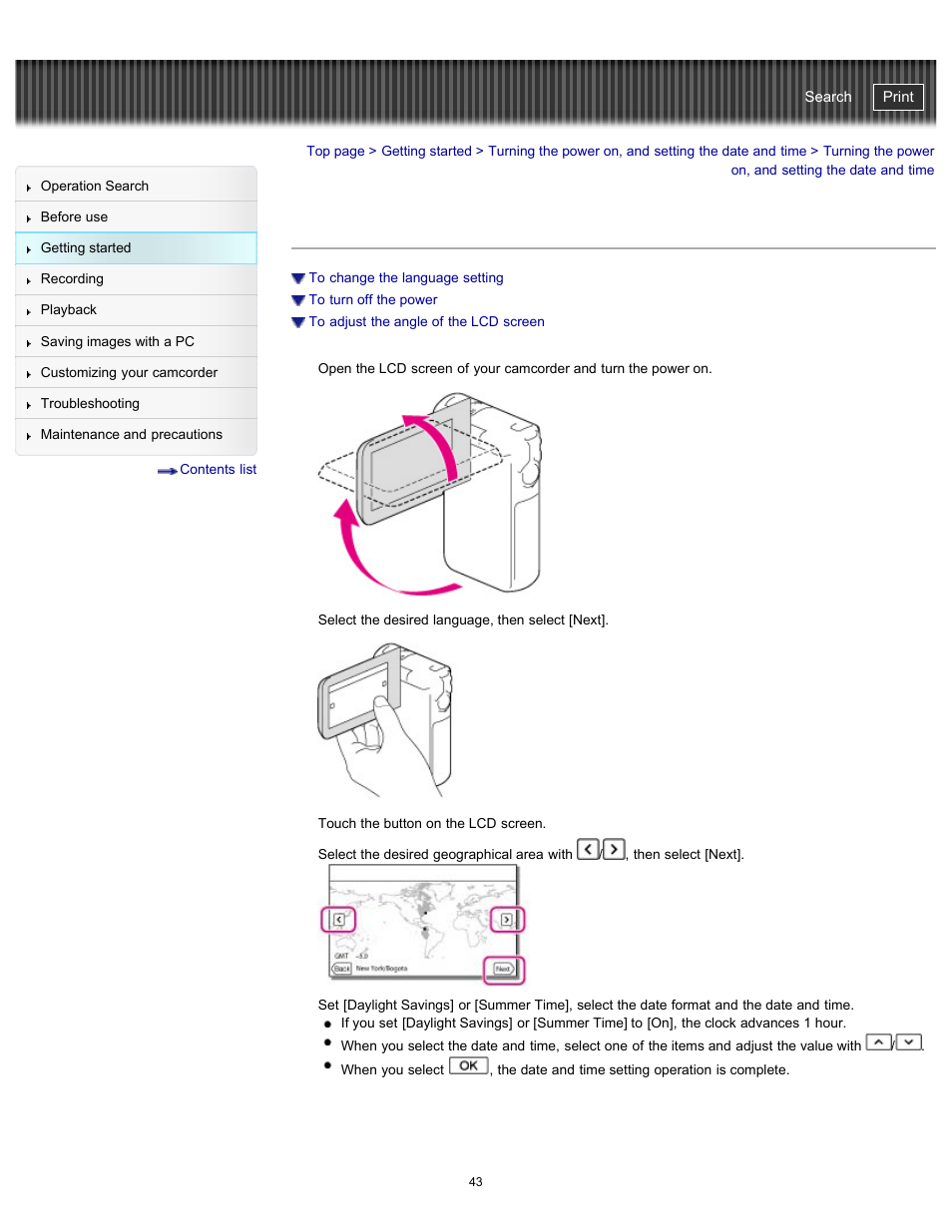 Handycam" user guide | Sony HDR-GW77V User Manual | Page 43 / 211