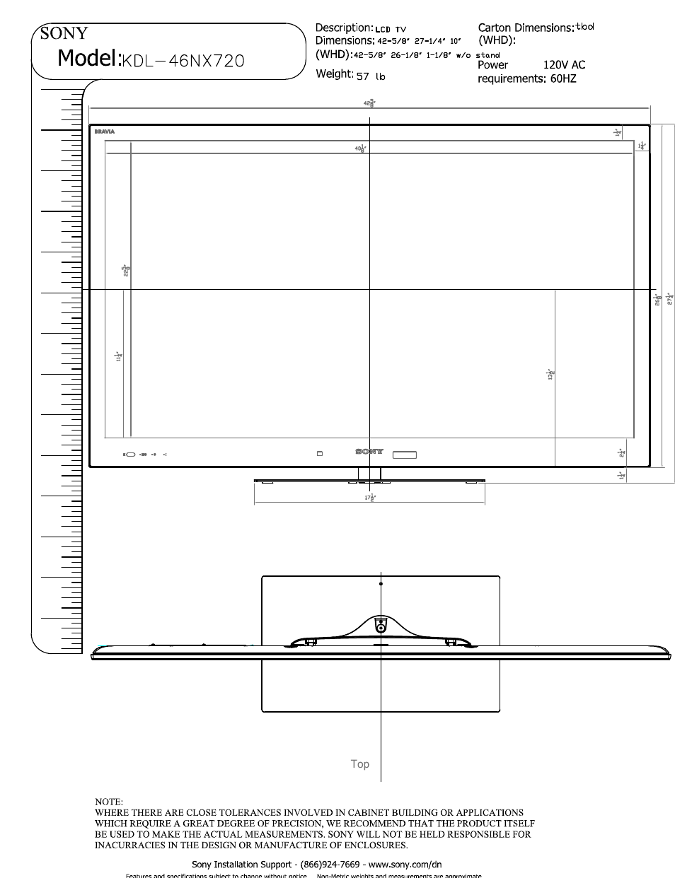 Sony KDL-46NX720 User Manual | 3 pages