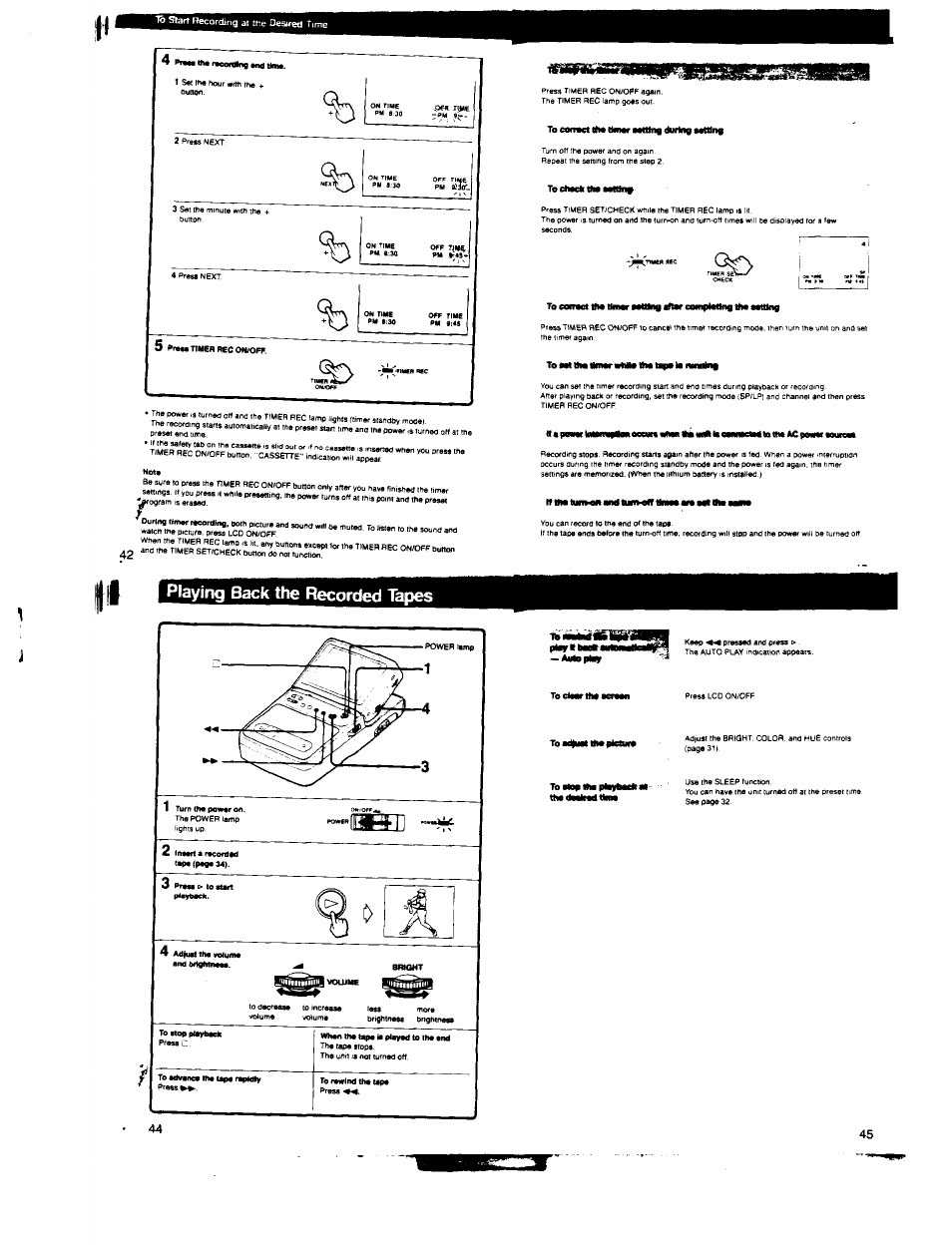 Playing back the recorded tapes, Tedlthgimdrwwidlhdl^toiwiny | Sony GV-200 User Manual | Page 12 / 18