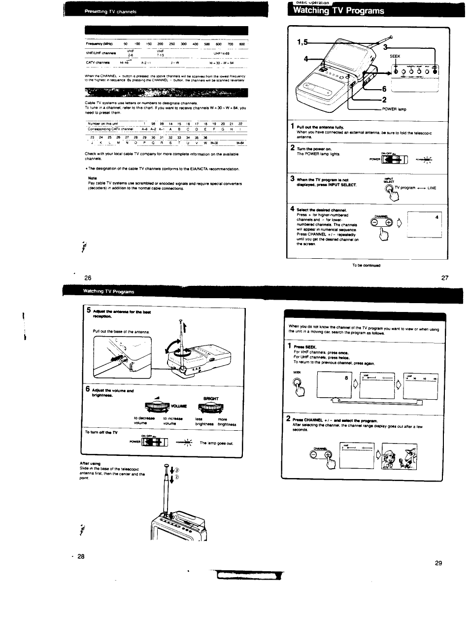 Watching tv programs, B c 0 e | Sony GV-200 User Manual | Page 8 / 18