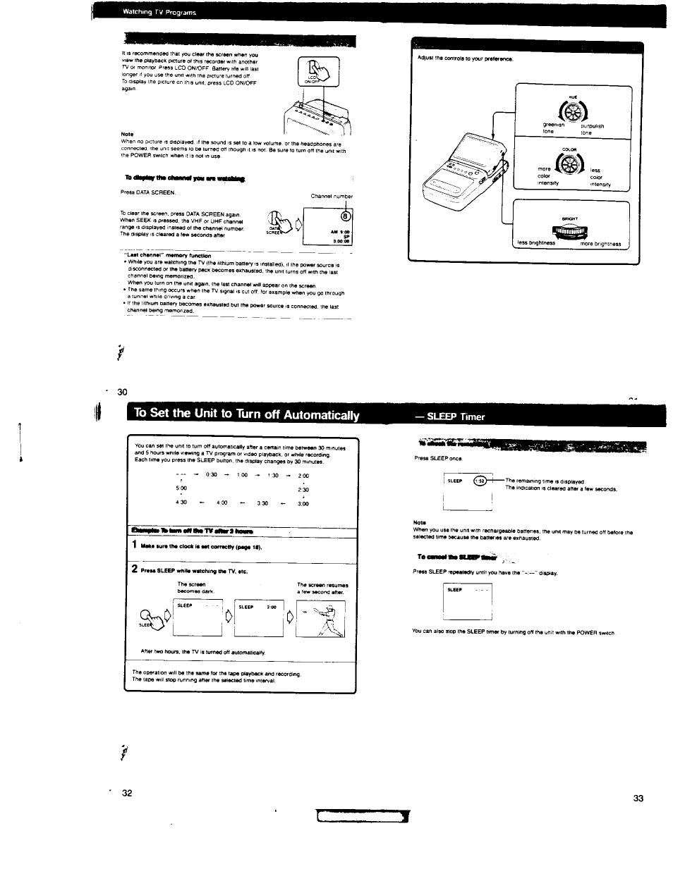 To set the unit to turn off automatically, I «ipiar th* dmmmf ум | Sony GV-200 User Manual | Page 9 / 18