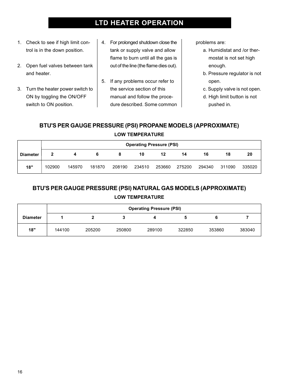 Ltd heater operation | Airstream 18 User Manual | Page 16 / 26