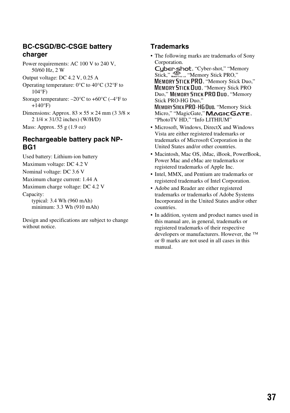 Sony DSC-W220 User Manual | Page 37 / 40