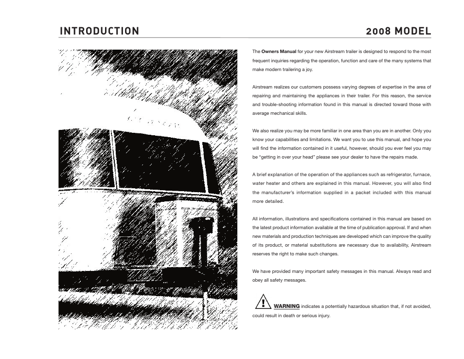 Introduction 2008 model | Airstream CLASSIC TRAILER User Manual | Page 2 / 98