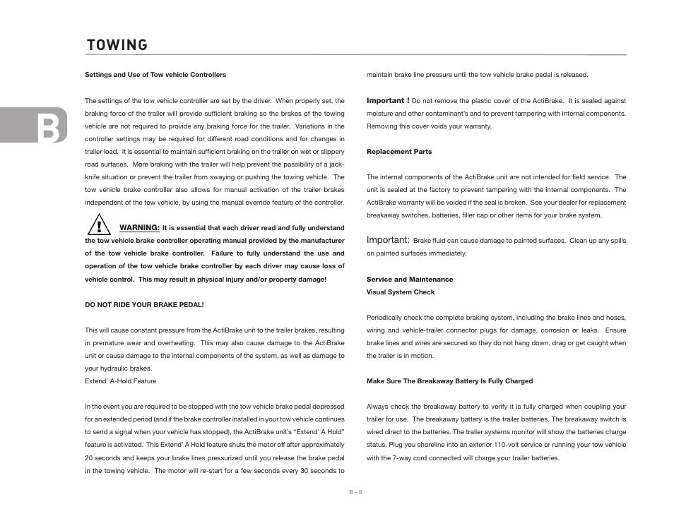 Towing | Airstream CLASSIC TRAILER User Manual | Page 20 / 98