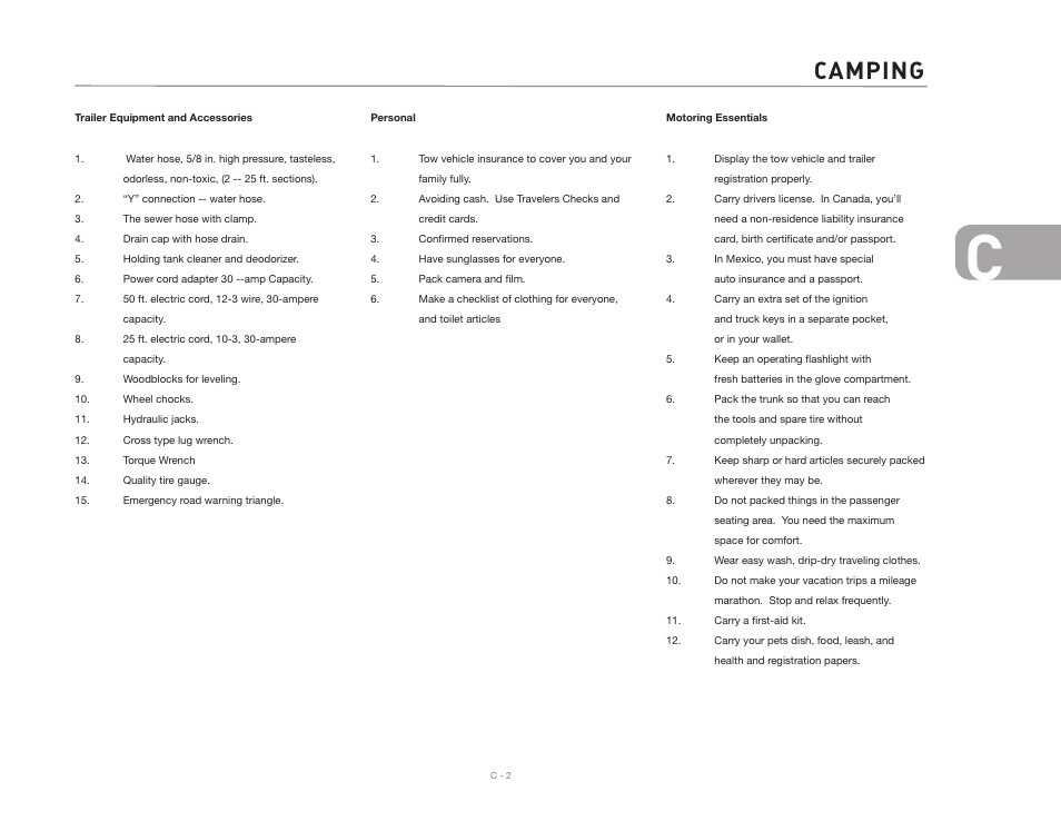 Camping | Airstream CLASSIC TRAILER User Manual | Page 31 / 98