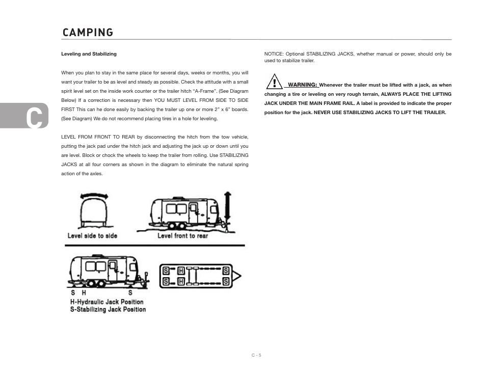 Camping | Airstream CLASSIC TRAILER User Manual | Page 34 / 98