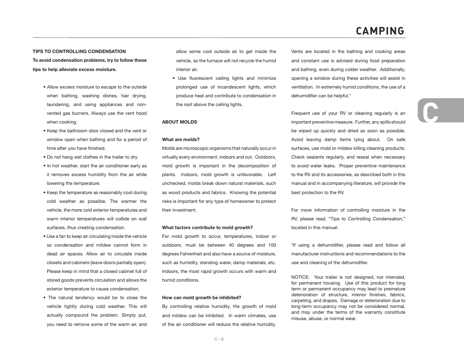 Camping | Airstream CLASSIC TRAILER User Manual | Page 37 / 98