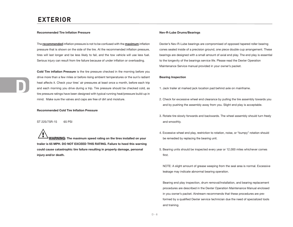 Exterior | Airstream CLASSIC TRAILER User Manual | Page 46 / 98