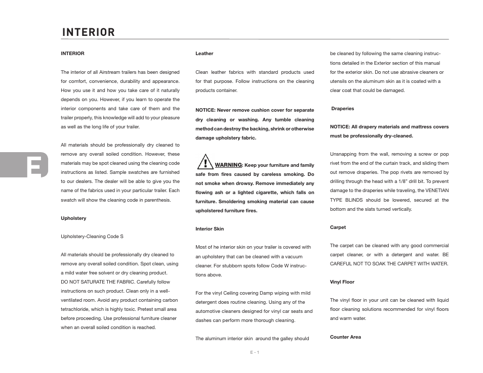 Interior | Airstream CLASSIC TRAILER User Manual | Page 54 / 98
