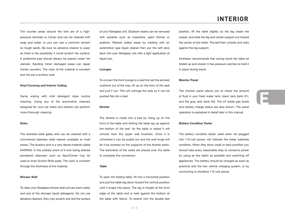 Interior | Airstream CLASSIC TRAILER User Manual | Page 55 / 98