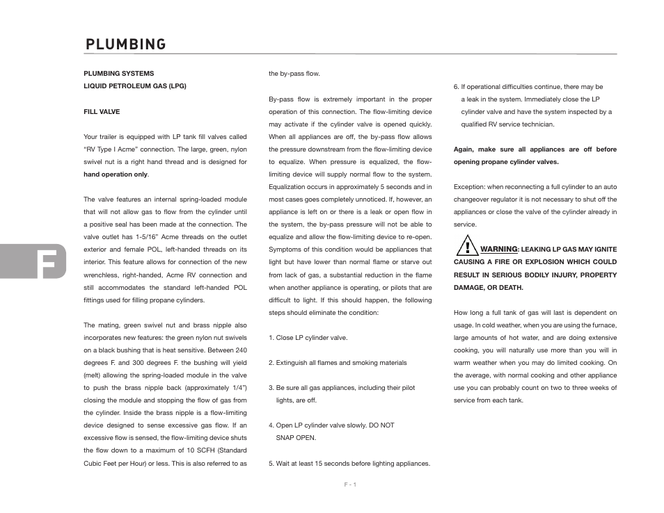 Plumbing | Airstream CLASSIC TRAILER User Manual | Page 62 / 98