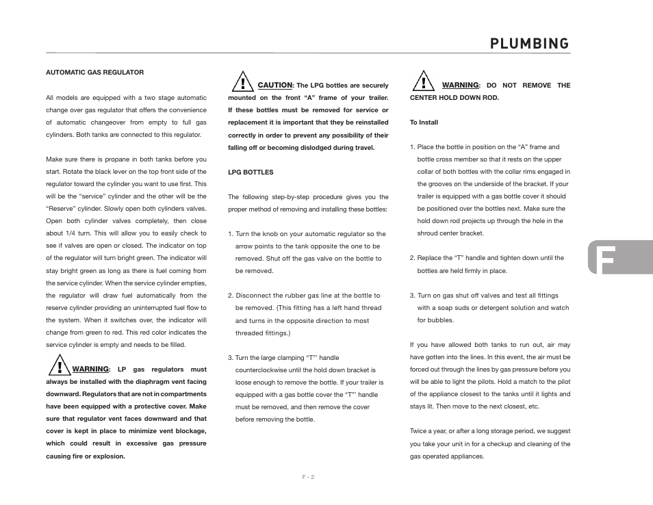 Plumbing | Airstream CLASSIC TRAILER User Manual | Page 63 / 98