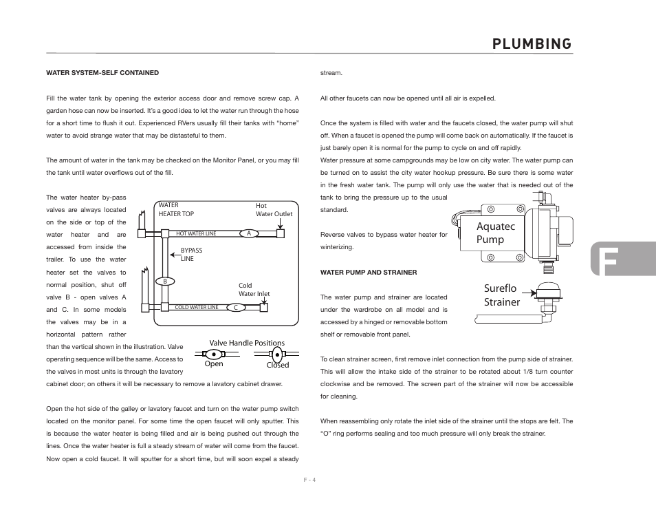 Plumbing, Aquatec pump sureflo strainer | Airstream CLASSIC TRAILER User Manual | Page 65 / 98