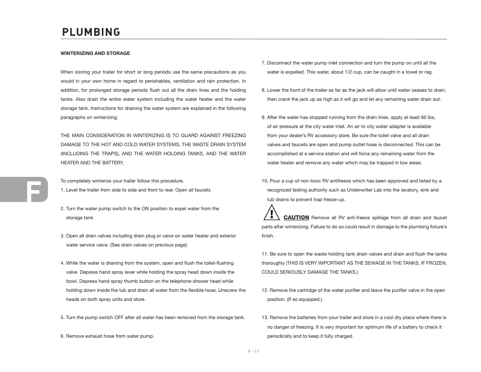 Plumbing | Airstream CLASSIC TRAILER User Manual | Page 72 / 98