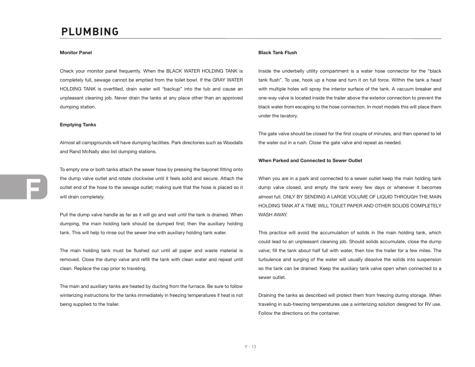 Plumbing | Airstream CLASSIC TRAILER User Manual | Page 74 / 98