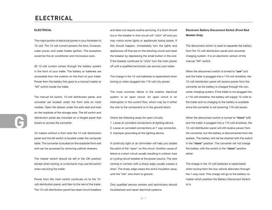 Electrical | Airstream CLASSIC TRAILER User Manual | Page 76 / 98