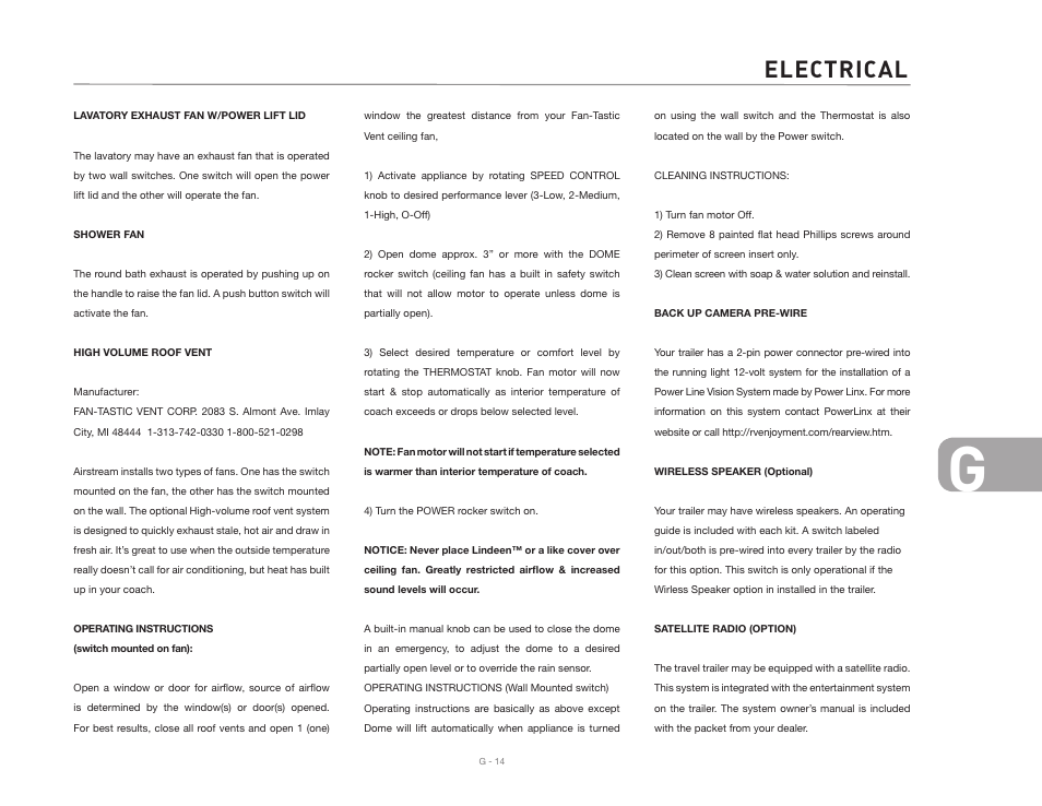 Electrical | Airstream CLASSIC TRAILER User Manual | Page 89 / 98