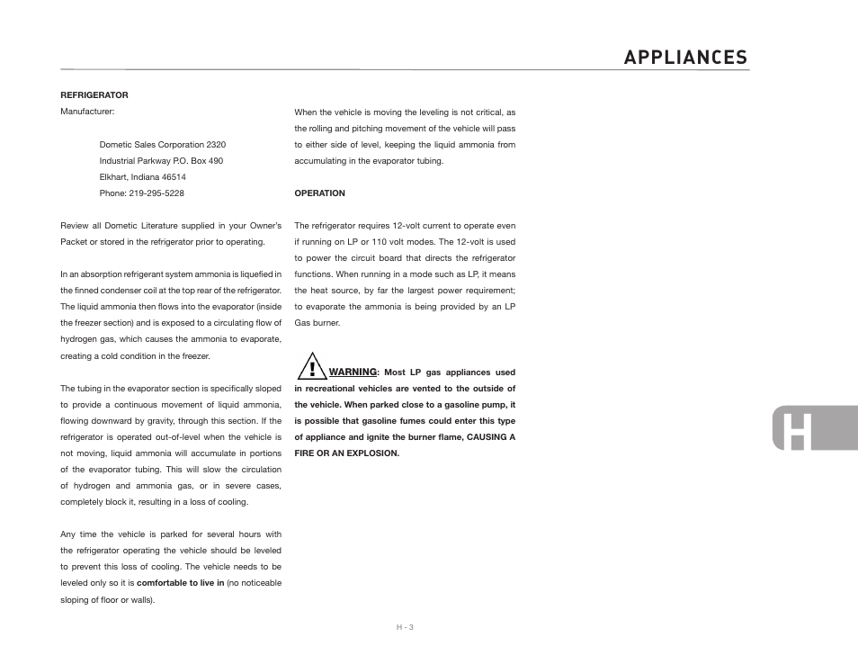 Appliances | Airstream CLASSIC TRAILER User Manual | Page 93 / 98
