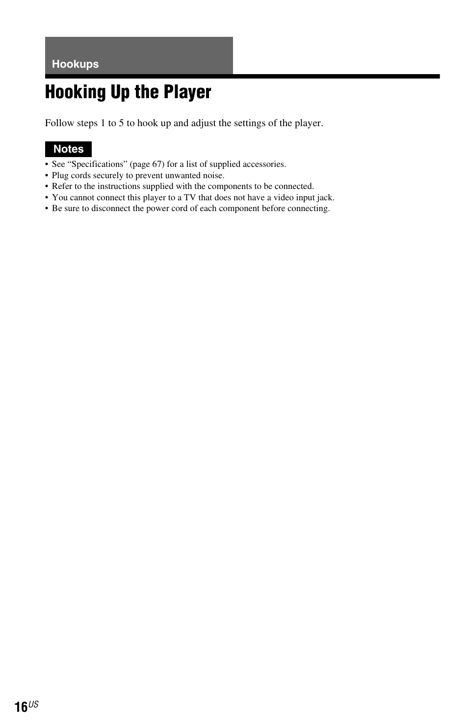 L0 - hookups, L1ac - hooking up the player, Hookups | Hooking up the player | Sony DVP-NS72HP User Manual | Page 16 / 88