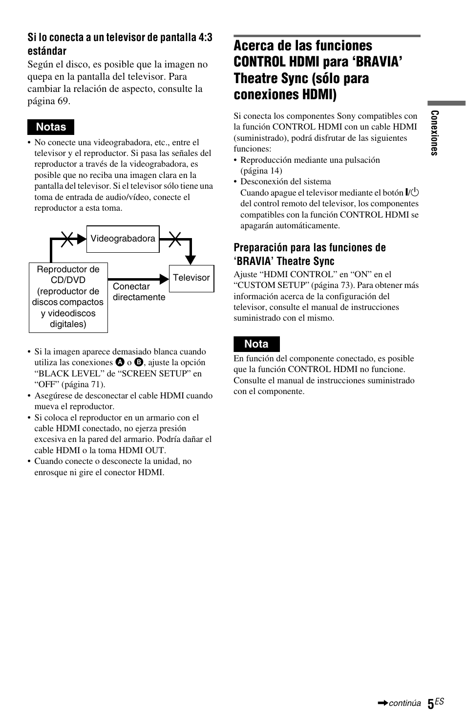 Sólo para conexiones hdmi) | Sony DVP-NS72HP User Manual | Page 75 / 88