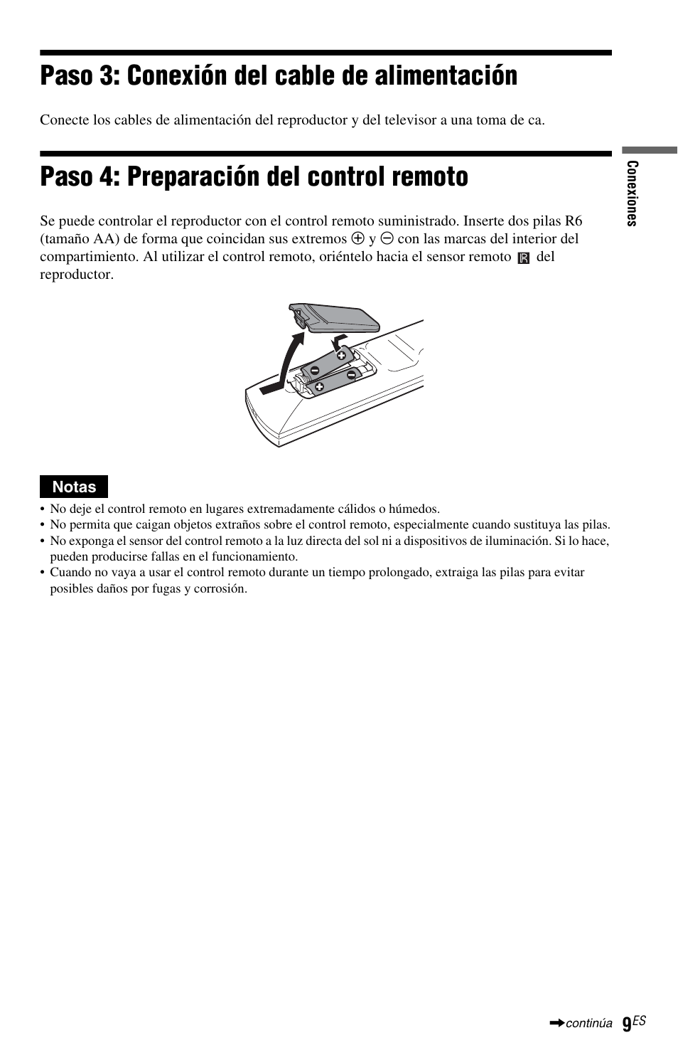 L1ac - paso 3: conexión del cable de alimentación, L1ac - paso 4: preparación del control remoto, Paso 3: conexión del cable de alimentación | Paso 4: preparación del control remoto | Sony DVP-NS72HP User Manual | Page 79 / 88