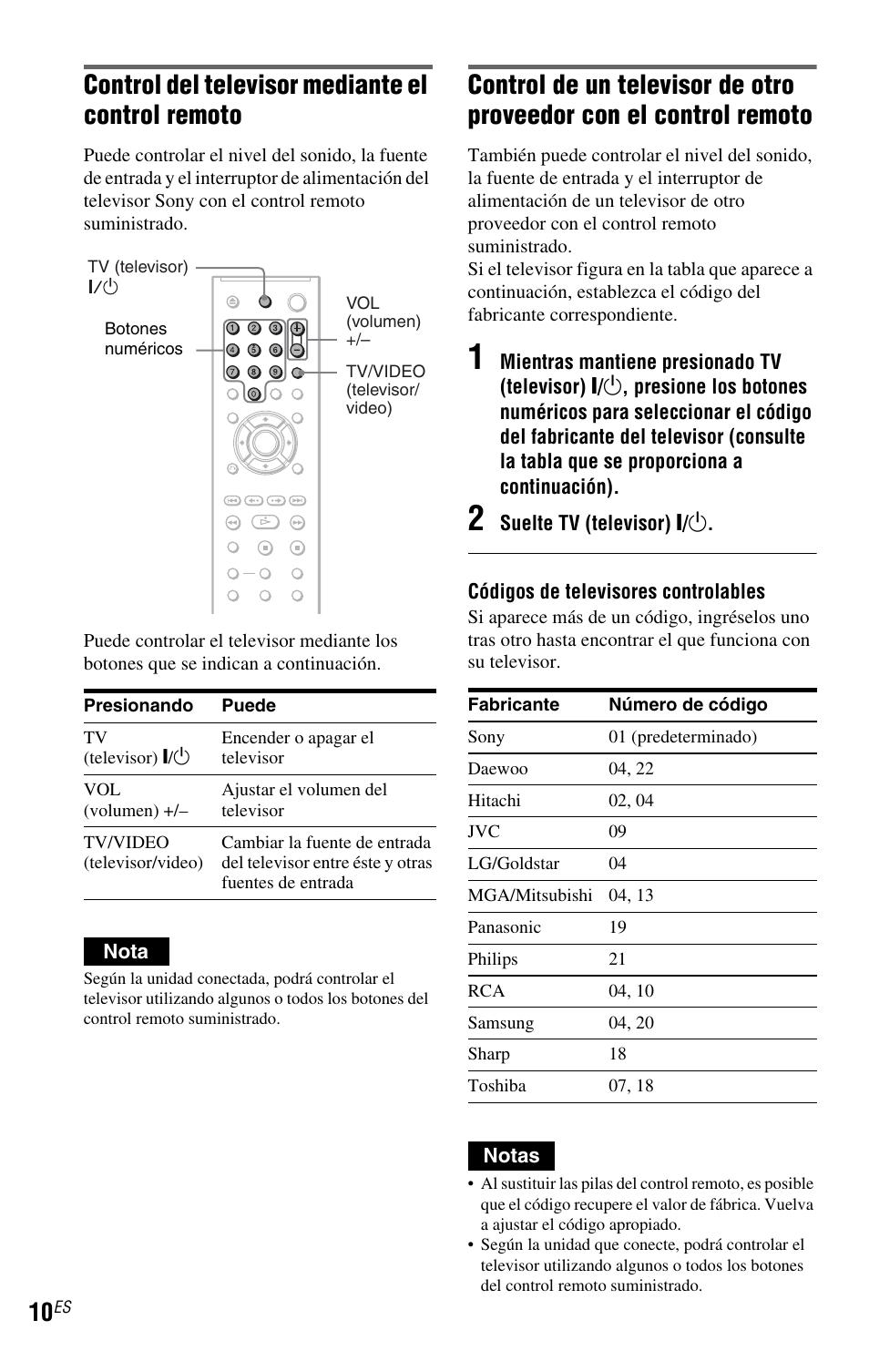 Control del televisor mediante el control remoto | Sony DVP-NS72HP User Manual | Page 80 / 88