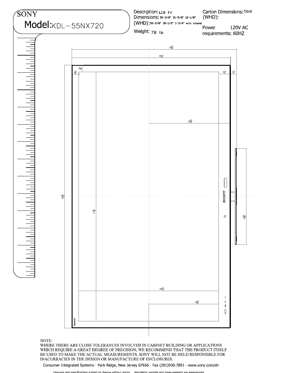 Sony KDL-55NX720 User Manual | 4 pages