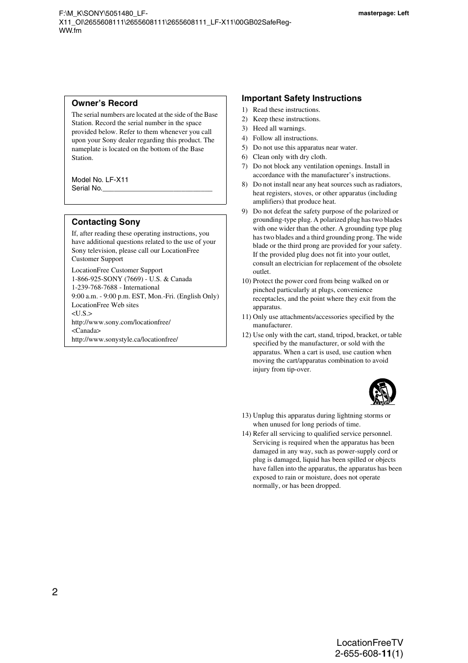 Sony LF-X11 User Manual | Page 2 / 96