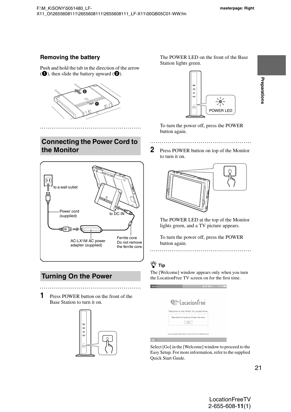 Sony LF-X11 User Manual | Page 21 / 96