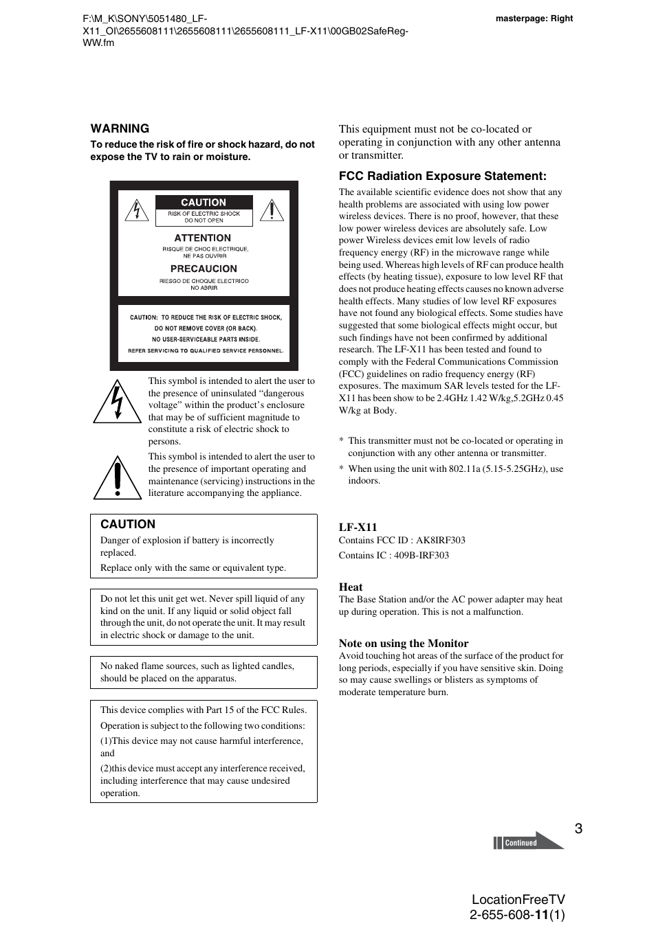 Sony LF-X11 User Manual | Page 3 / 96