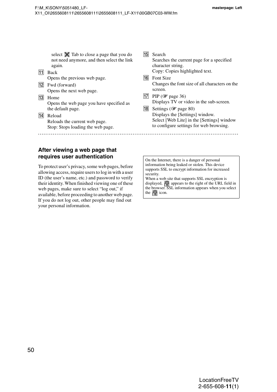 Sony LF-X11 User Manual | Page 50 / 96