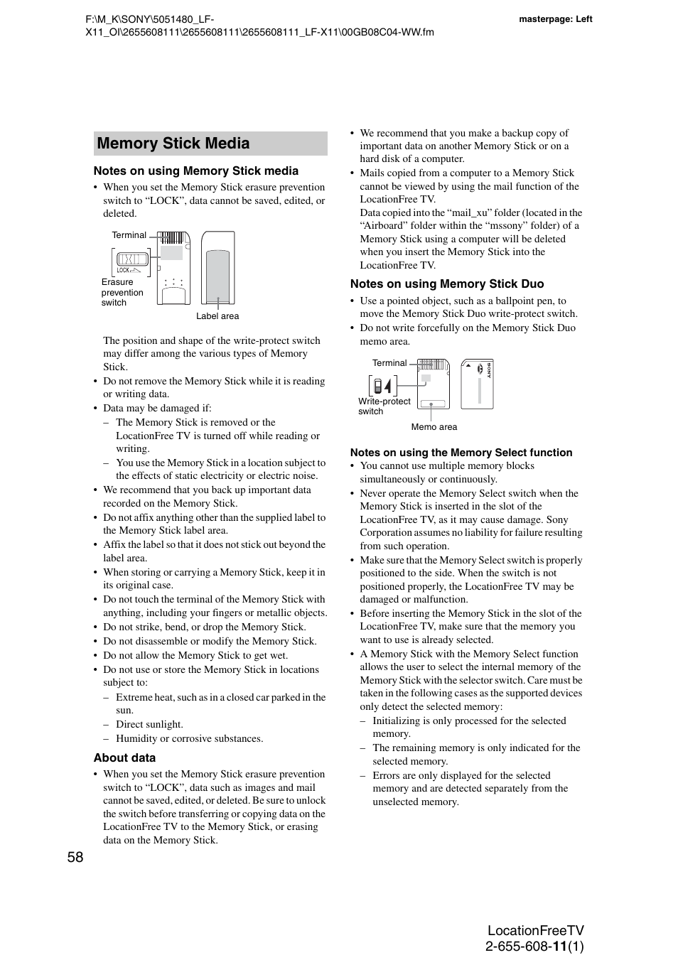 Sony LF-X11 User Manual | Page 58 / 96