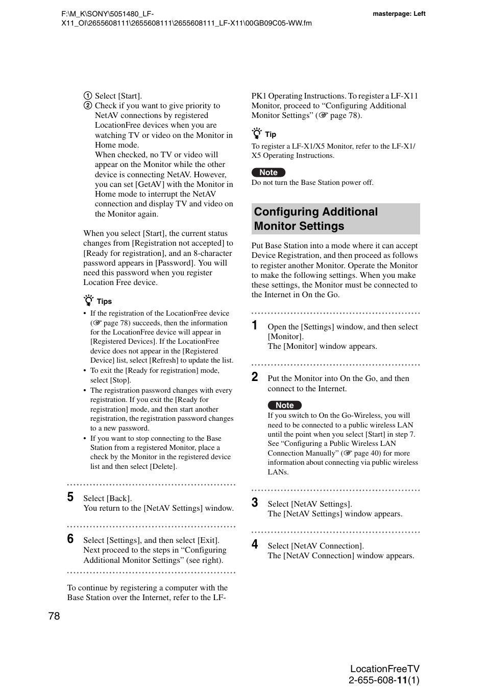 Configuring additional monitor settings | Sony LF-X11 User Manual | Page 78 / 96