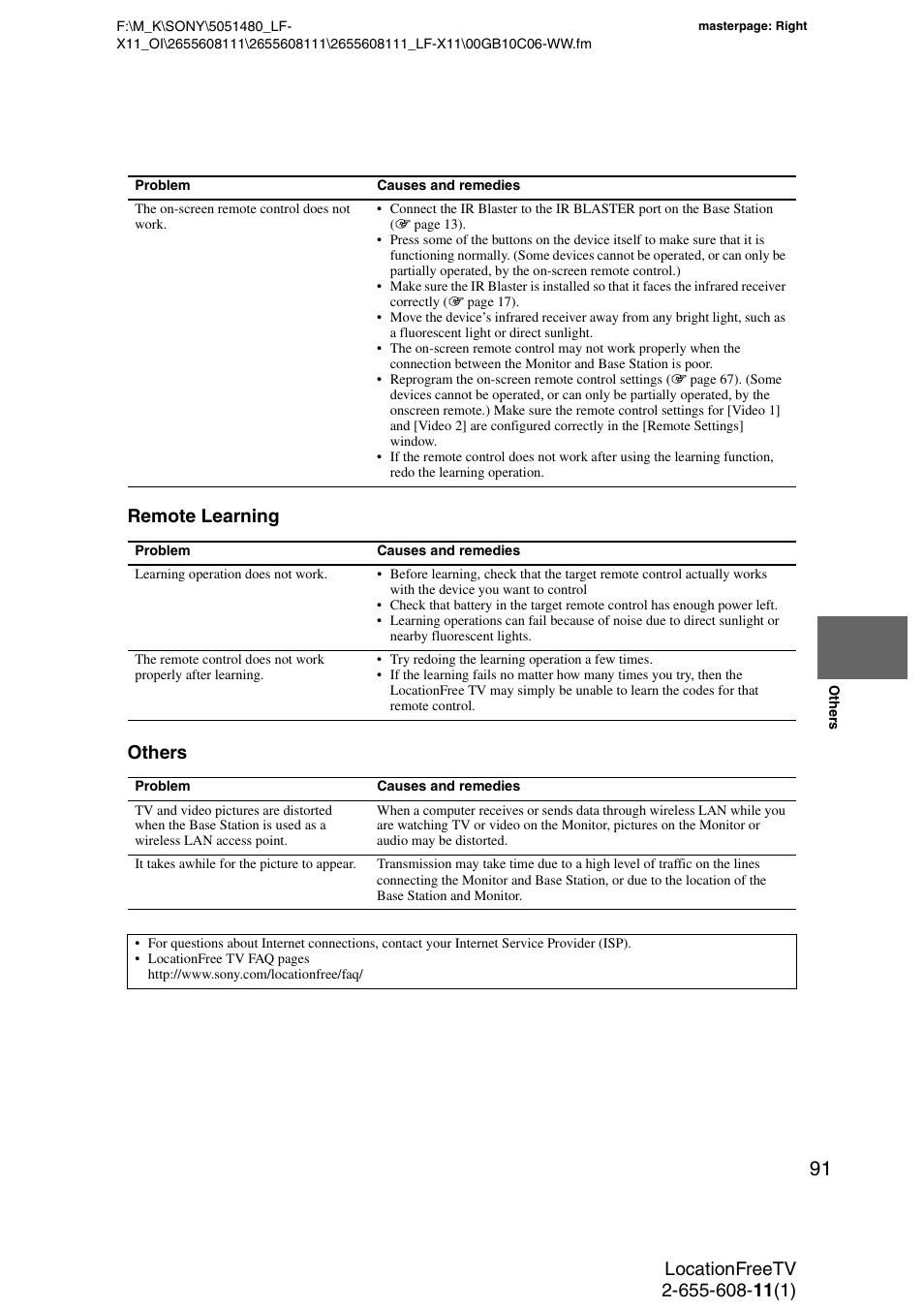 Remote learning others | Sony LF-X11 User Manual | Page 91 / 96