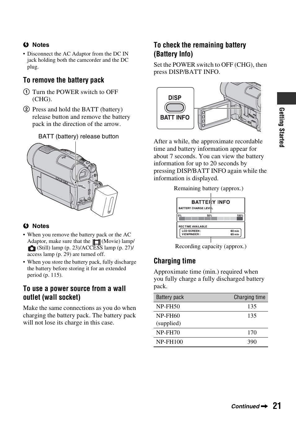 Sony DCR-DVD910 User Manual | Page 21 / 151