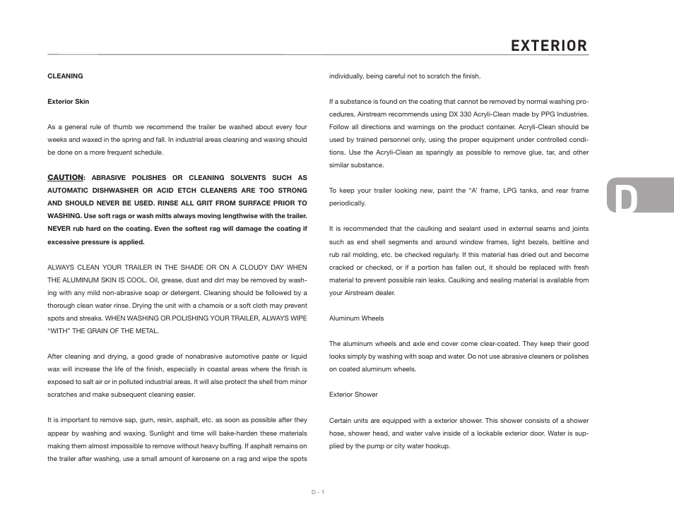 Exterior | Airstream 2007 Safari User Manual | Page 35 / 99