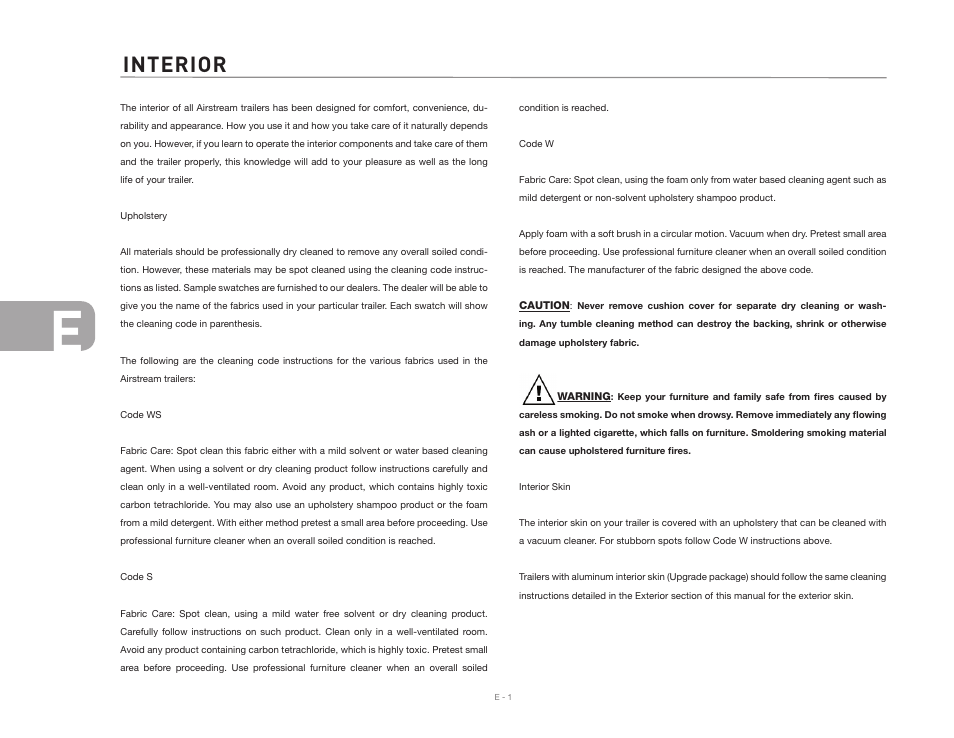 Interior | Airstream 2007 Safari User Manual | Page 48 / 99