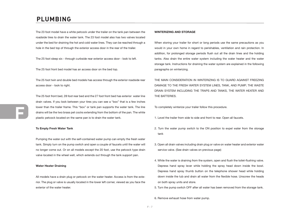 Plumbing | Airstream 2007 Safari User Manual | Page 64 / 99