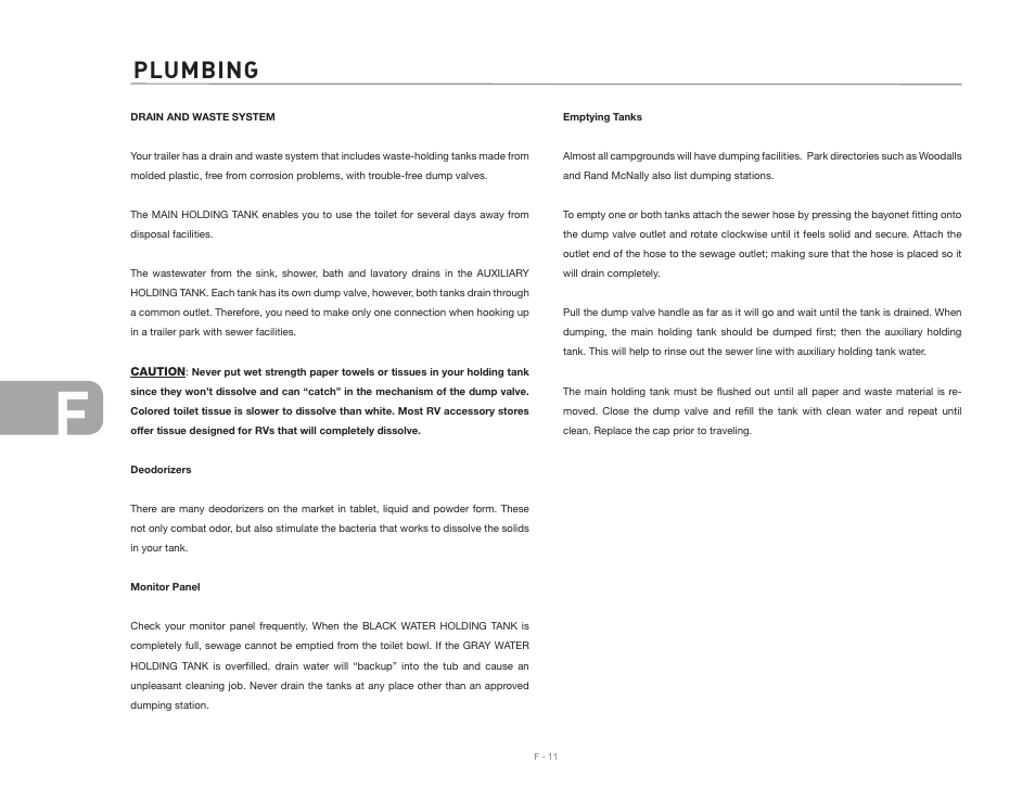 Plumbing | Airstream 2007 Safari User Manual | Page 68 / 99