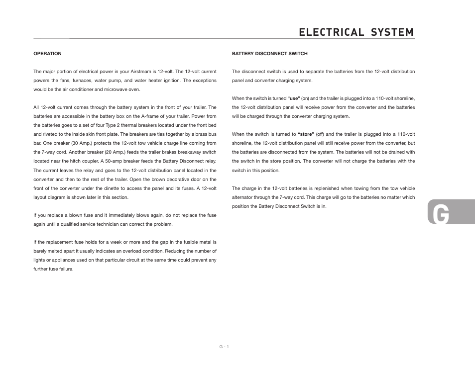 Electrical system | Airstream 2007 Safari User Manual | Page 75 / 99