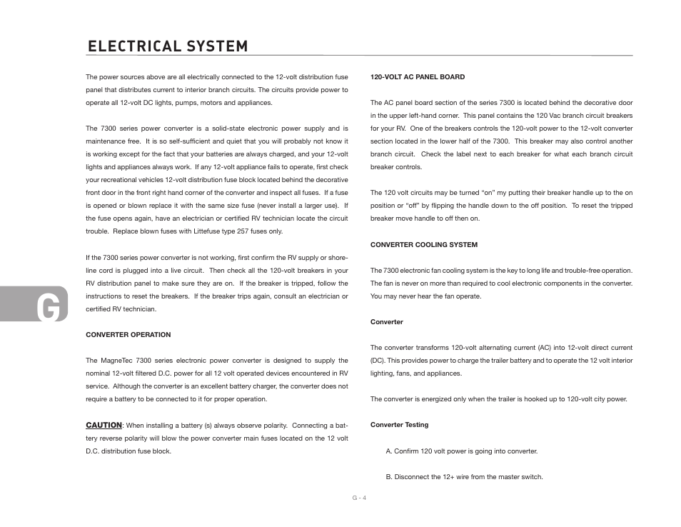 Electrical system | Airstream 2007 Safari User Manual | Page 78 / 99