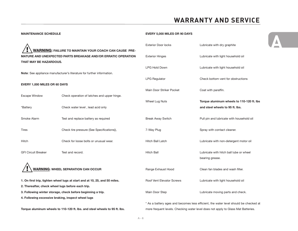 Warranty and service | Airstream 2007 Safari User Manual | Page 9 / 99