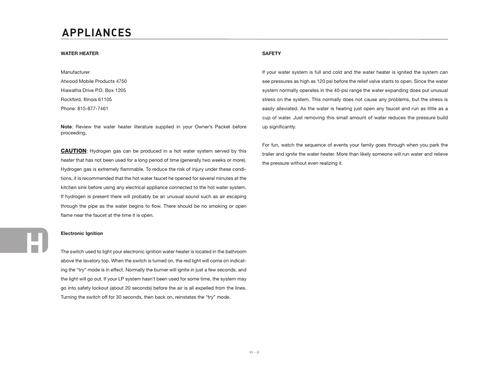 Appliances | Airstream 2007 Safari User Manual | Page 92 / 99