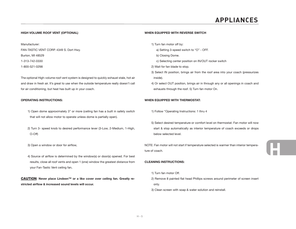 Appliances | Airstream 2007 Safari User Manual | Page 93 / 99